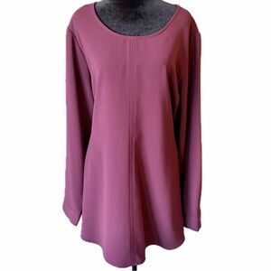 Pleione Long Sleeve Round Neck Flared Tunic with Center Seam